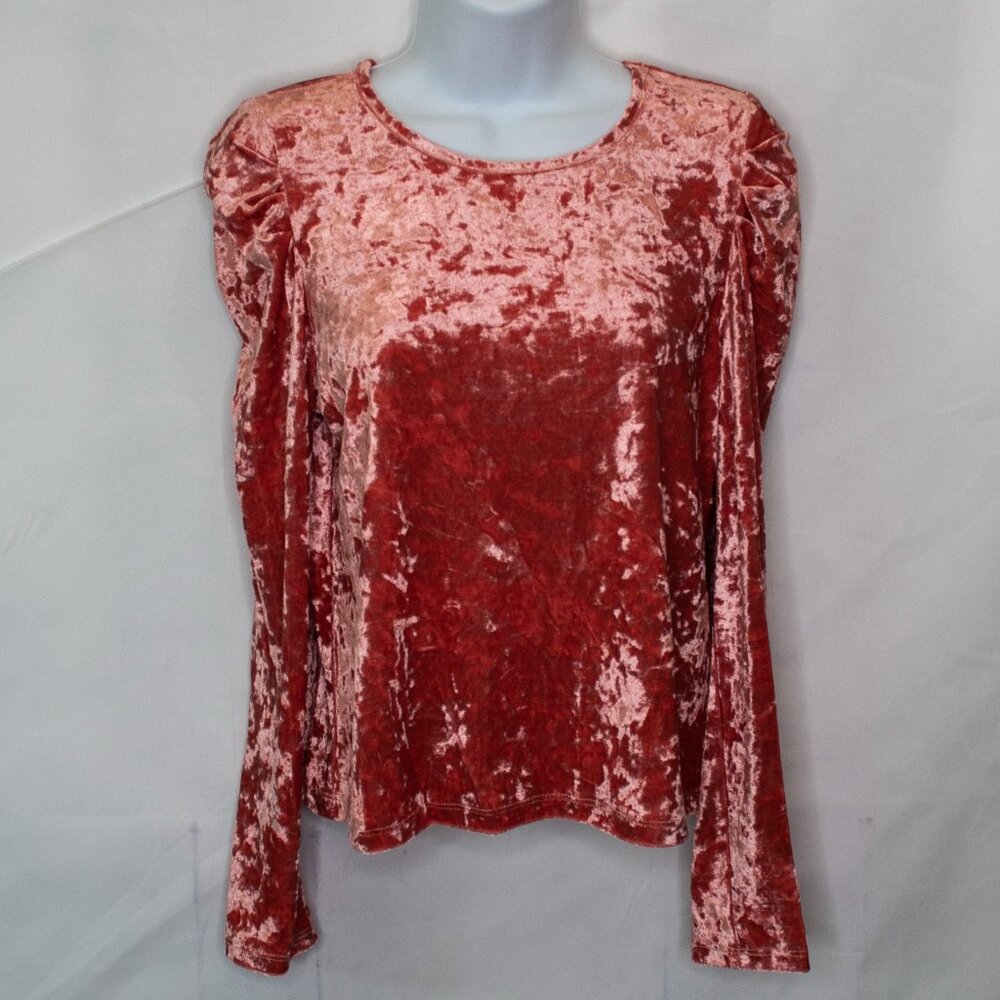 NEW Love Fire Crushed Velvet Top Girls XL Orange Long Sleeve Boho Dressy V11